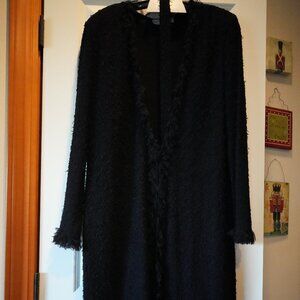 St. John Collection Elegant Textured Black Open-Front Cardigan/Duster